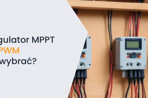 Regulator PWM vs MPPT: zasada działania i wybór. Widoczne regulatory ładowania z przewodami.