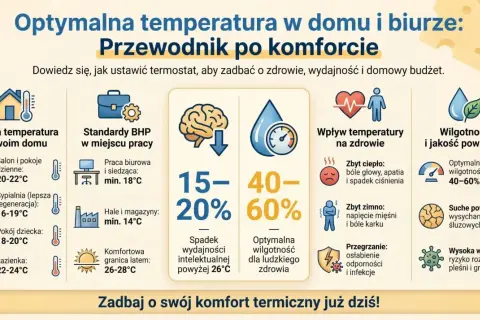 Jaka temperatura w domu zimą? Optymalna dla salonu to 20-22°C, a dla sypialni 16-19°C. Zadbaj o komfort termiczny!
