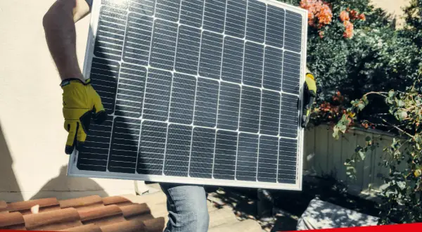 Osoba w żółtych rękawicach niesie panel fotowoltaiczny. Zastanawiasz się, czy można dołożyć panele fotowoltaiczne do istniejącej instalacji?